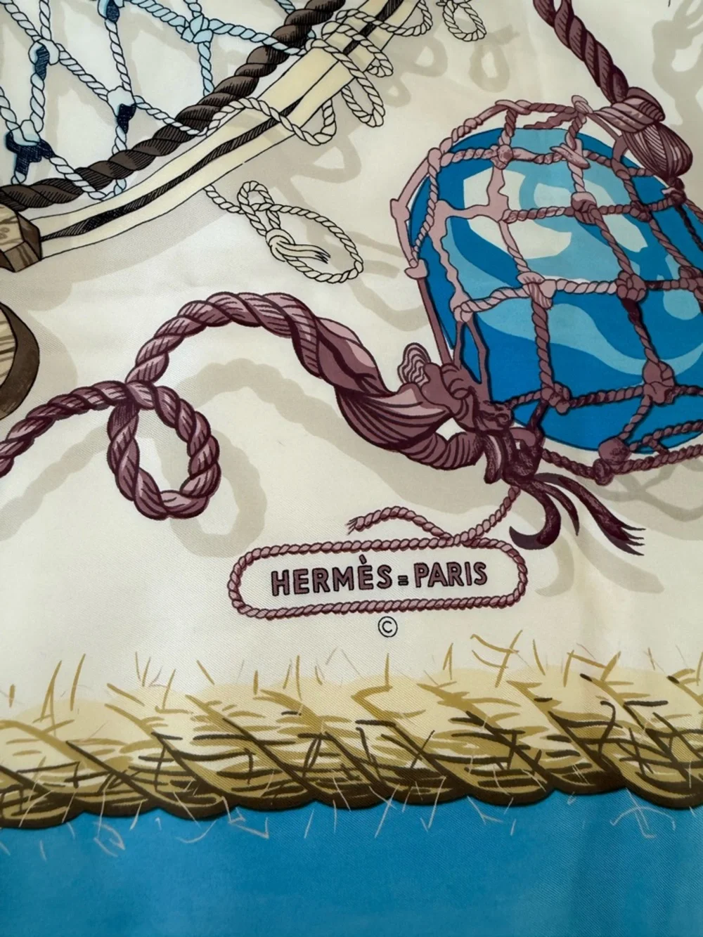 Hermès Nautical Dreamcatcher Silk Wall Decor - Cream & Blue